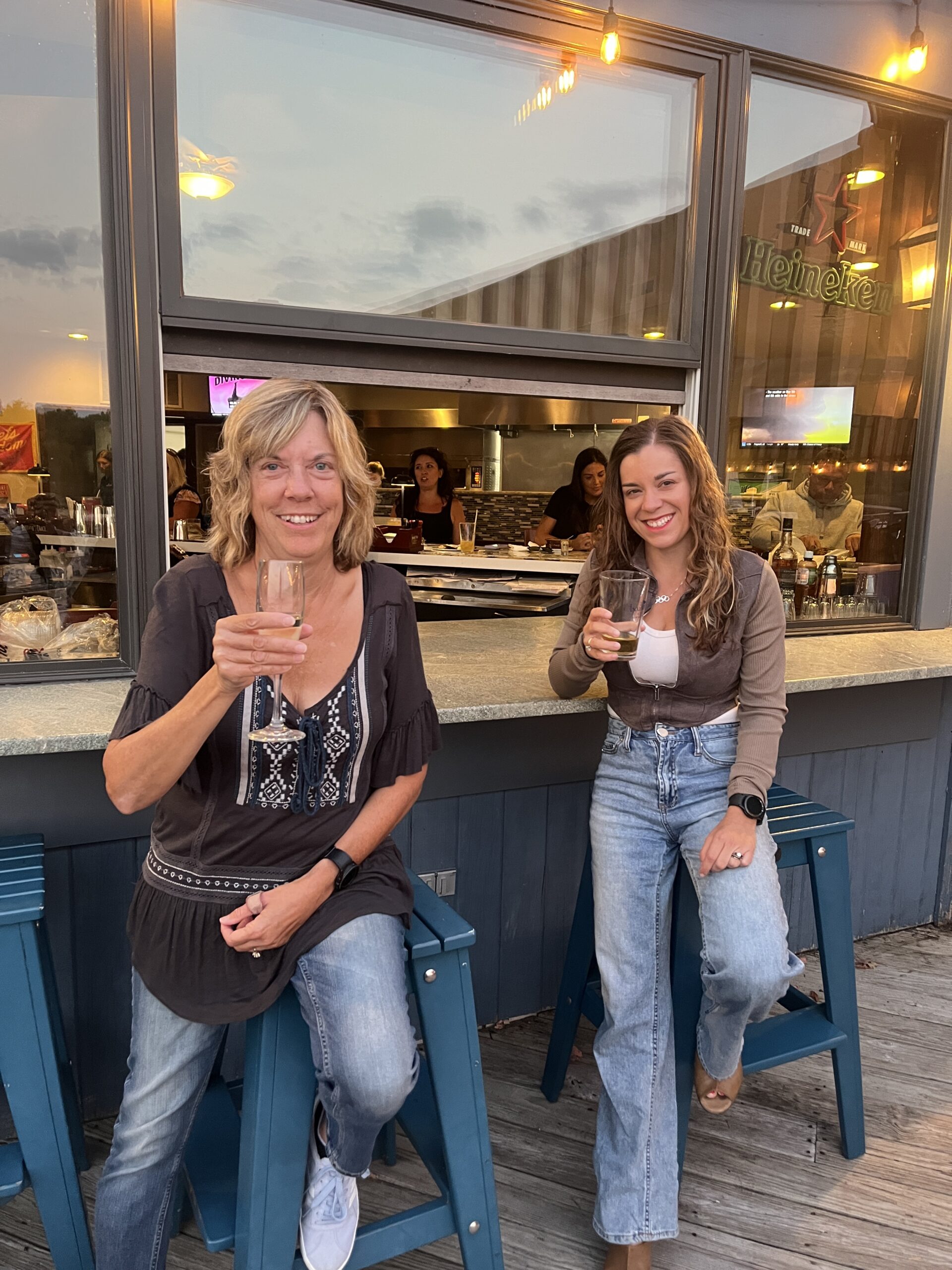 Friends enjoying the outdoor bar.